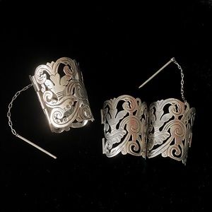 Two Vintage 925 Sterling Silver cuffs, circa 1945.